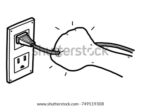 unplugging hand / cartoon vector and illustration, black and white, hand drawn, sketch style, isolated on white background. 商業照片 © 