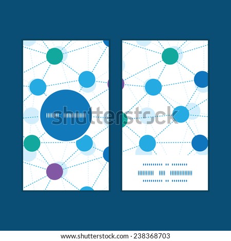 Vector connected dots vertical round frame pattern business cards set