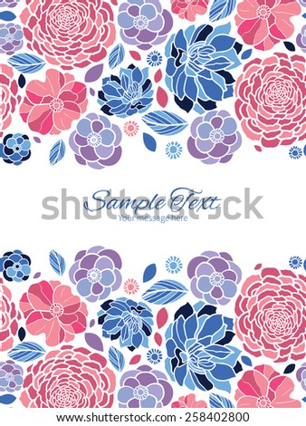 Vector mosaic flowers vertical double borders frame invitation template