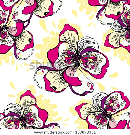 exotic flower collection seamless abstract pattern