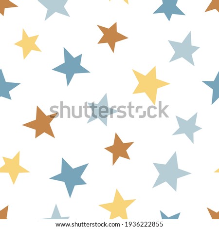 Star quirky shapes vector seamless pattern. Cosmic starry paper cut silhouette baby background design. Celestial party geometric space childish print
