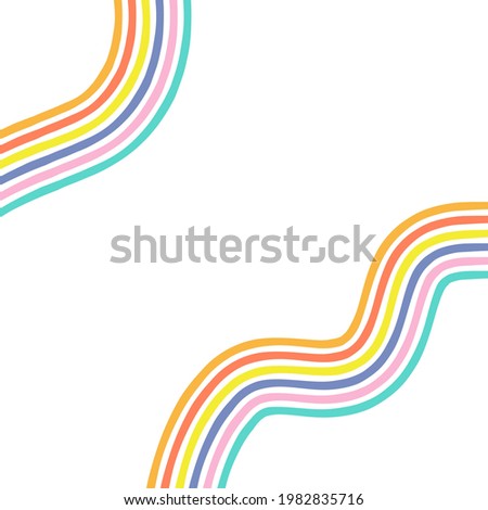 Abstract rainbow colour waves vector background. Geometric vibrant wavy stripe backdrop. Groovy multicoloured curved stripes wallpaper. Hippie positive boho vibes aesthetic graphic design.