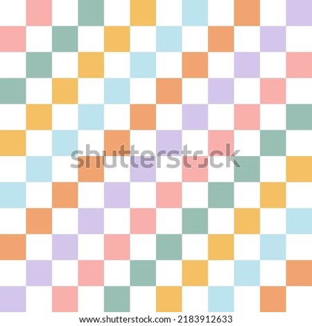 Rainbow Checkerboard vector seamless pattern. Geometric abstract background. Checkered surface design.