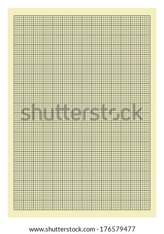 Yellow and Black Lined Graph Paper Isolated on White Background.