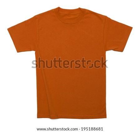 Orange Cotton Shirt with Copy Space Isolated on White Background.