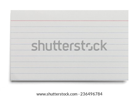 Blank White Index Card With Lines Isolated on White Background. Stockfoto © 