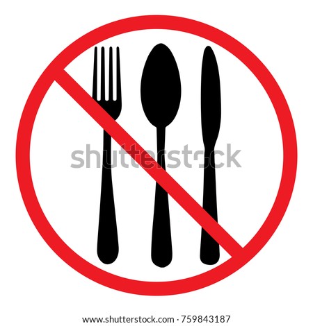 Do not eat icon. Cutlery symbol. Knife, spoon and fork. No food sign