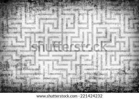 Straight angles labyrinth pattern. Artistic grunge background design.