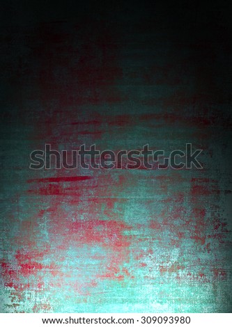 Eroded turquoise blue and pink painted surface with torch light effect.