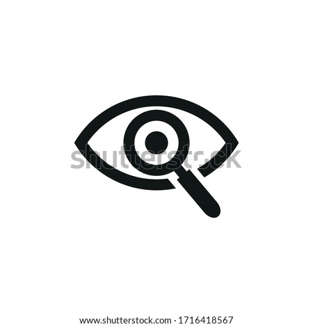 The eye icon with the magnifying glass. Simple vector illustration.