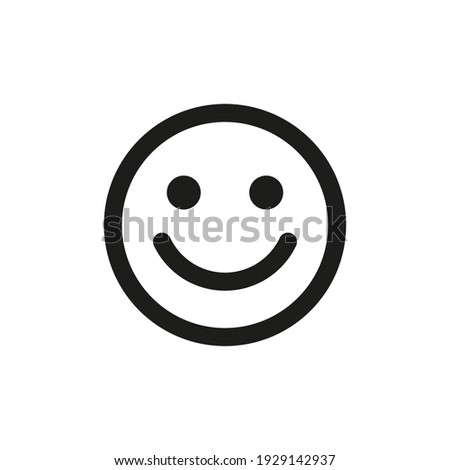 The icon of a person's smile.  A smile, a human laugh. Simple linear flat illustration on a white background.