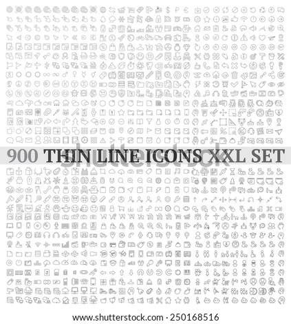 Thin line icons exclusive XXL icons set contains: universal  interface, navigation, people, web store, finance themes, and many other. ストックフォト © 