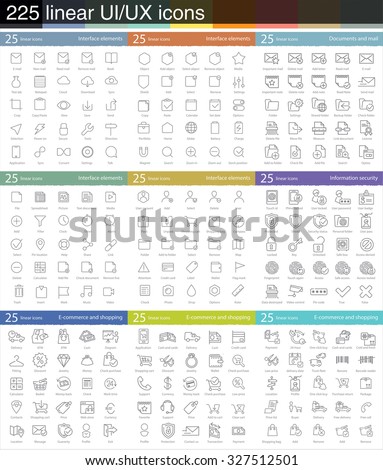 XXL set of vector linear icons. UI/UX kit for web design, applications, web store, mobile interface and infographics