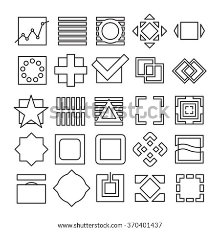 Vector set of Square and Rectangle experimental icons with different shape and extreme usability. Great for UI/UX wireframe experiments.