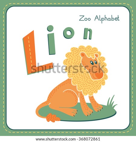 Letter L - Lion. Alphabet with cute animals. Stock fotó © 