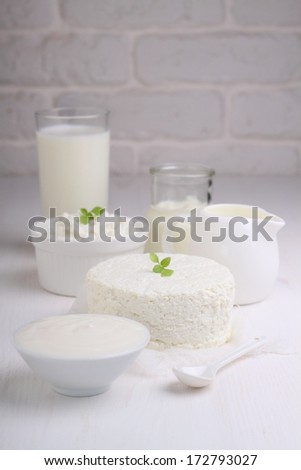 dairy products: milk, yogurt, cottage cheese, cream, sour cream, cream cheese