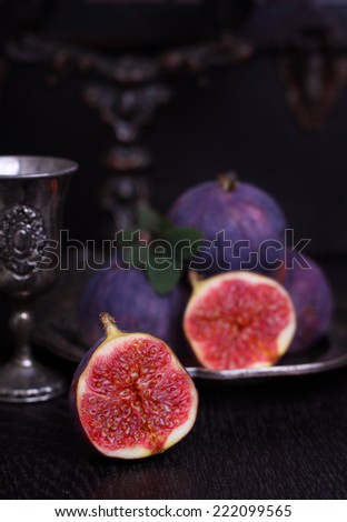 figs on a rustic dark background