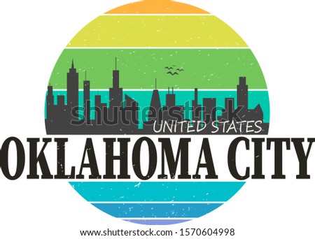 Oklahoma City Skyline Logo. Adventure Landscape Design. Vector Illustration Cut File.