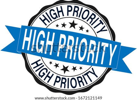 blue high priority. stamp. red round vintage high priority sign