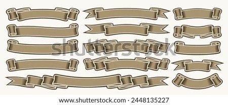 Vector Ribbon Banners Set, collection of isolated illustrations horizontal elegant banners for slogan, group of 14 variety ribbons with copy space, decorative design elements set on white background