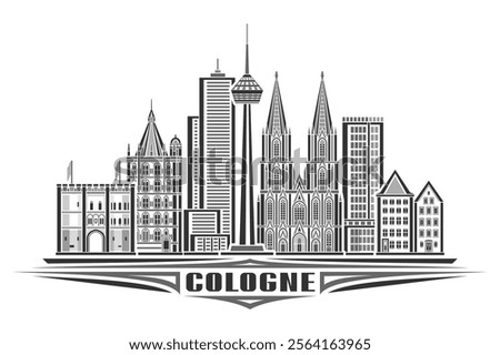 Similar – Image, Stock Photo Cologne city panorama with cathedral and crane houses at sunset