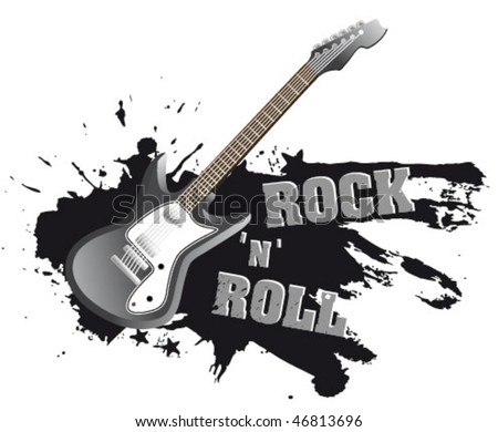 Rock N Roll Grey Guitar Stock Vector Illustration 46813696 : Shutterstock