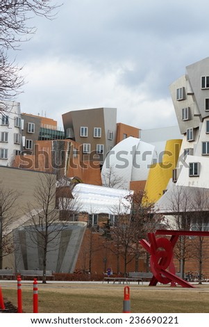 BOSTON - MAR 30: Ray and Maria Stata Center on the campus of MIT March 30, 2014 in Boston, MA. The academic complex was designed by Pritzker Prize-winning architect Frank Gehry.