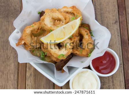Fried calamari, fried squid
