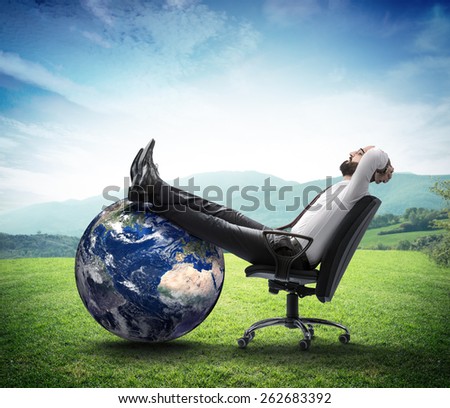 the environment is new business  - businessman think clean world - Elements furnished by NASA