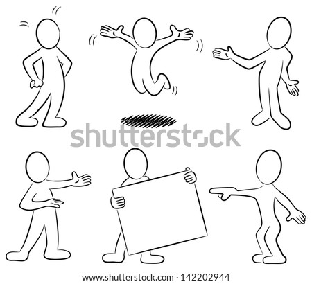 vector illustration of some hand drawn cartoon people in black and white