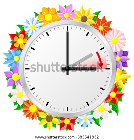 illustration of a clock switch to summer time 
daylight saving time begins Stock fotó © 