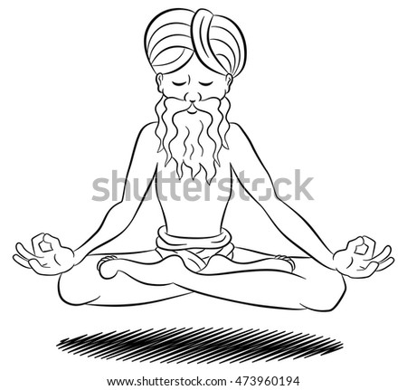 vector illustration of a floating and meditating yogi