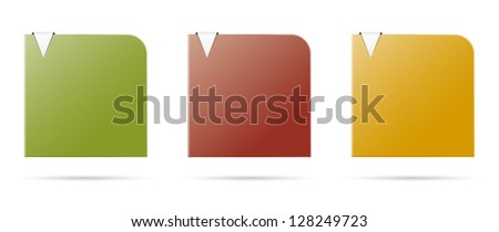 Set of three blank color templates with metal looking arrow / set of color templates