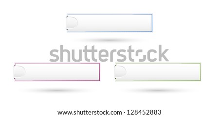 Set of three color buttons with blank tag ready for numbers.