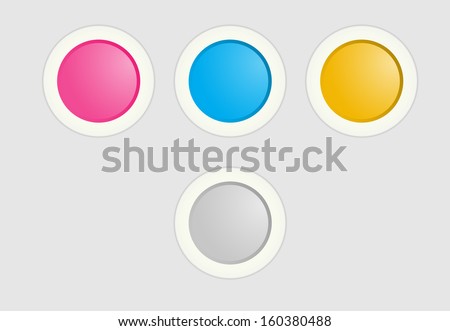 The set of pink, blue and yellow radio buttons / Radio button set / Radio button