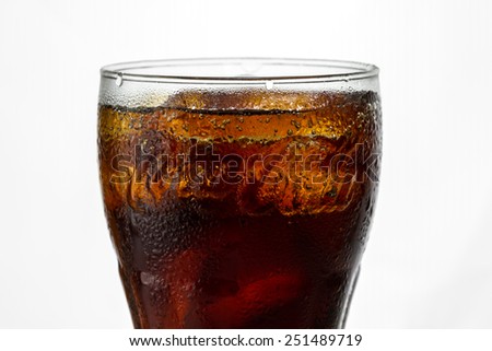 THAILAND - July 21,2014 : Close up Coca-Cola glass with water drops on .