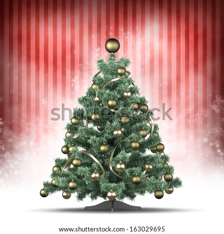 Christmas card template - xmas tree on patterned background