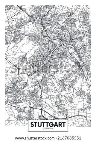 City map Stuttgart, travel vector poster design
