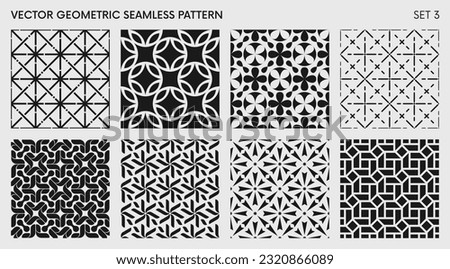Seamless vector elegant abstract geometric pattern for various design, Black and white rhythmic repeating texture, creative modern background with element various shapes, set 3