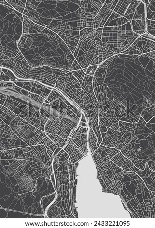 City map Zürich, monochrome detailed plan, vector illustration