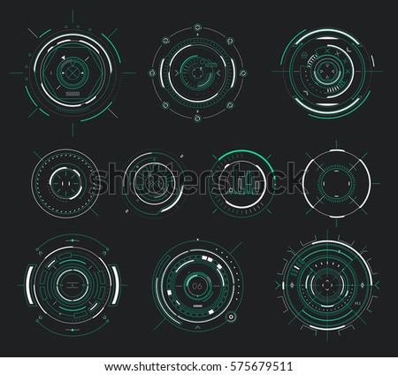 Vector futuristic user interface HUD, sci-fi display circular elements