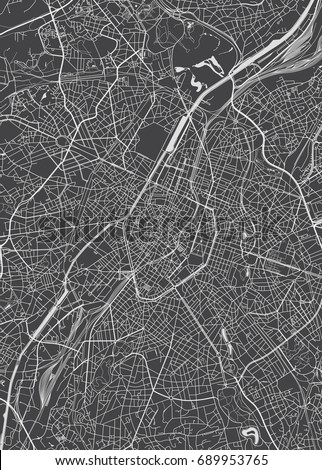 Brussels city plan, detailed vector map