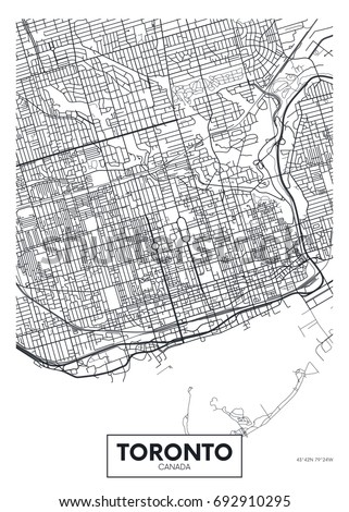 Detailed vector poster city map Toronto