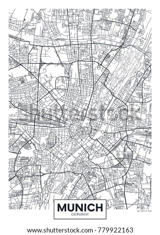 Detailed vector poster city map Munich