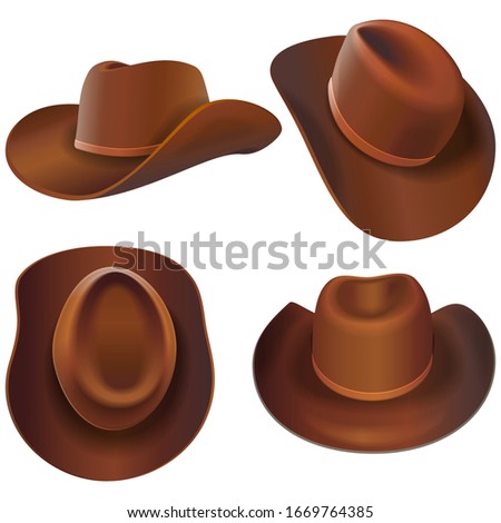 Vector Cowboy Leather Hats isolated on white background