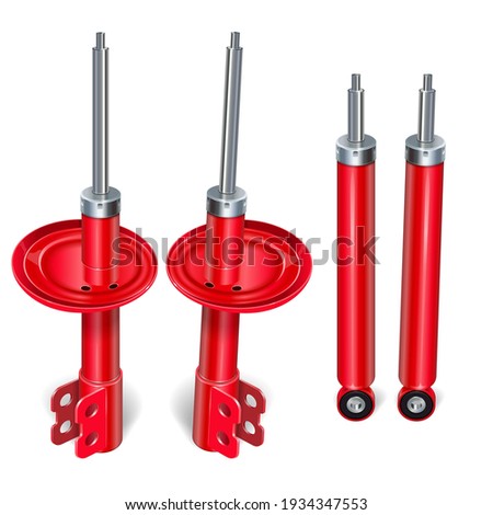 Vector Red Damper Struts with Shock Absorbers isolated on white background