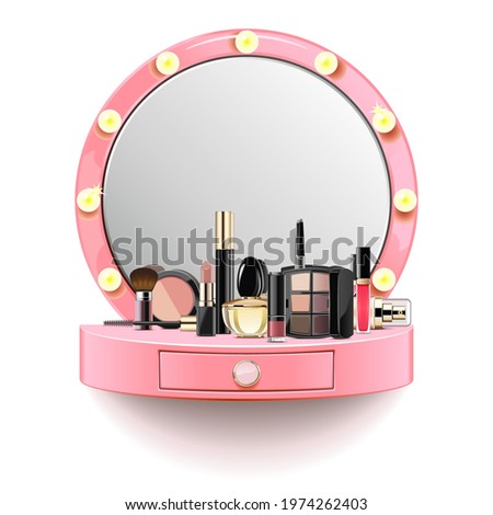 Vector Pink Dressing Table isolated on white background