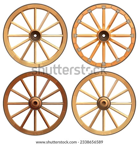 Vector Old Wooden Wheels Set isolated on white background
