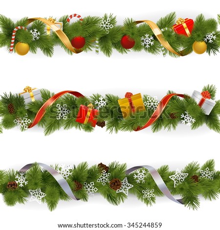 Vector Christmas Border Set 3 - 345244859 : Shutterstock