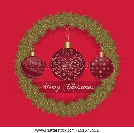 Christmas invitation card with decoration, raster version